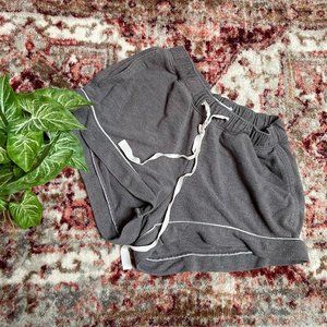 Abercrombie & Fitch Grey Pajama Shorts w/ White Hem Piping & Back Pocket Detail